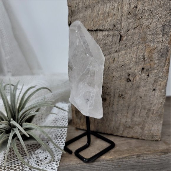 Small Genuine Quartz Crystal Point on Metal Base - Picture 2 of 8